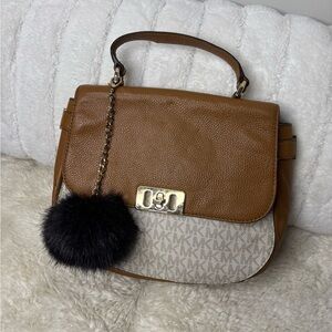 MICHAEL Kors Karson Brown Acorn Signature Saddle Crossbody Bag $298